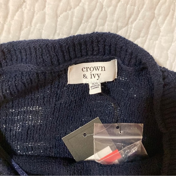 NWT Crown & Ivy Navy Blue Sweater | Size XS | Cotton & Nylon | Resort - Picture 5 of 8